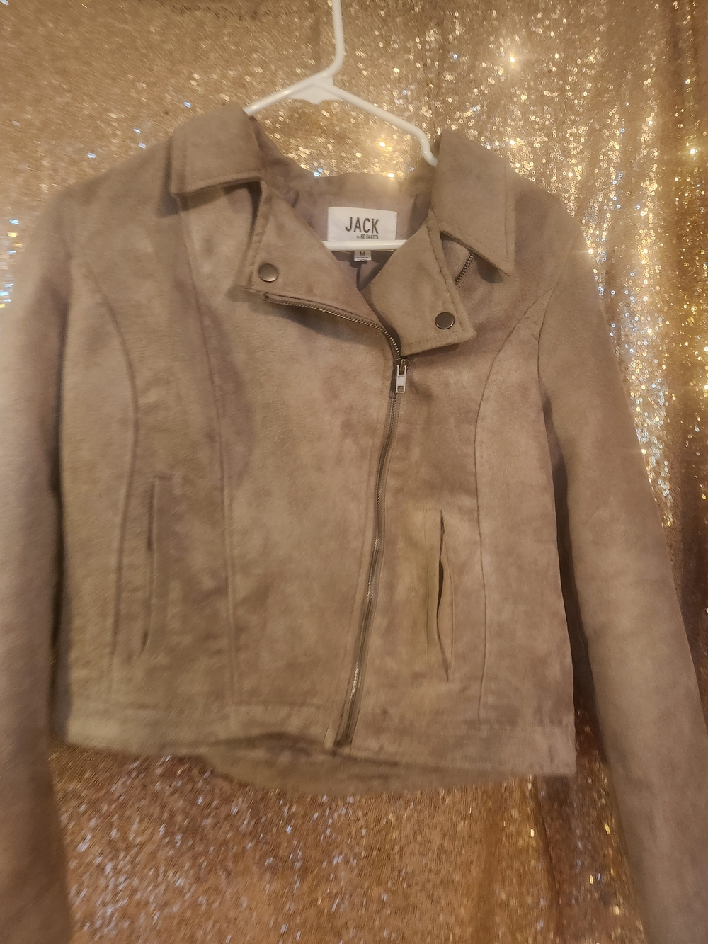 Jack by BB Dakota Taupe Suede Asymmetrical Moto Jacket